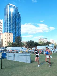 Simon Lessing and Stephane Poulat exiting the transition.