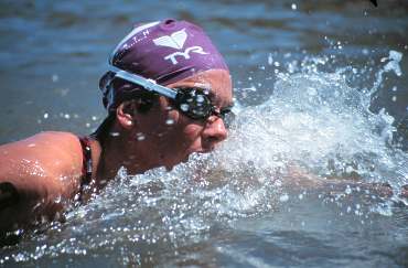 Barb Lindquist churns through the water.