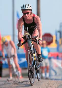 Donna Smyers sets out on the bike.